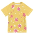 thumbnail image 1 of FORMRS Boys Rash Guard Short Sleeves Swim Shirt Quick Dry UPF 50+ Sun Protection, Sizes 3-12T, Yellow Stars, 1 of 6