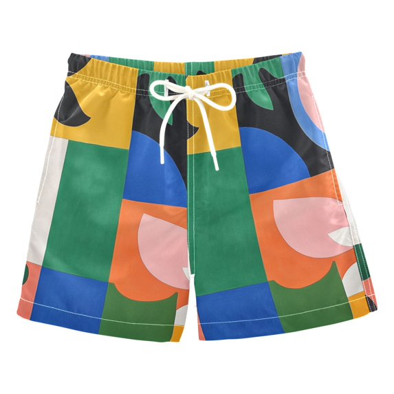 FORMRS Boys Swim Trunks Quick Dry Mesh Liner Boardshorts Sizes XS-XL, Abstract Plants
