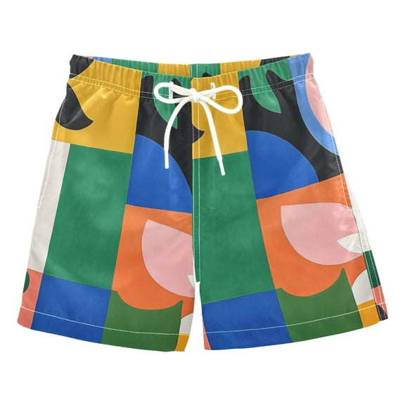 FORMRS Boys Swim Trunks Quick Dry Mesh Liner Boardshorts Sizes XS-XL, Abstract Plants
