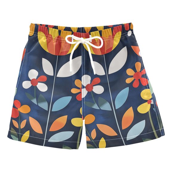 FORMRS Boys Swim Trunks Quick Dry Mesh Liner Boardshorts Sizes XS-XL, Art Flowers