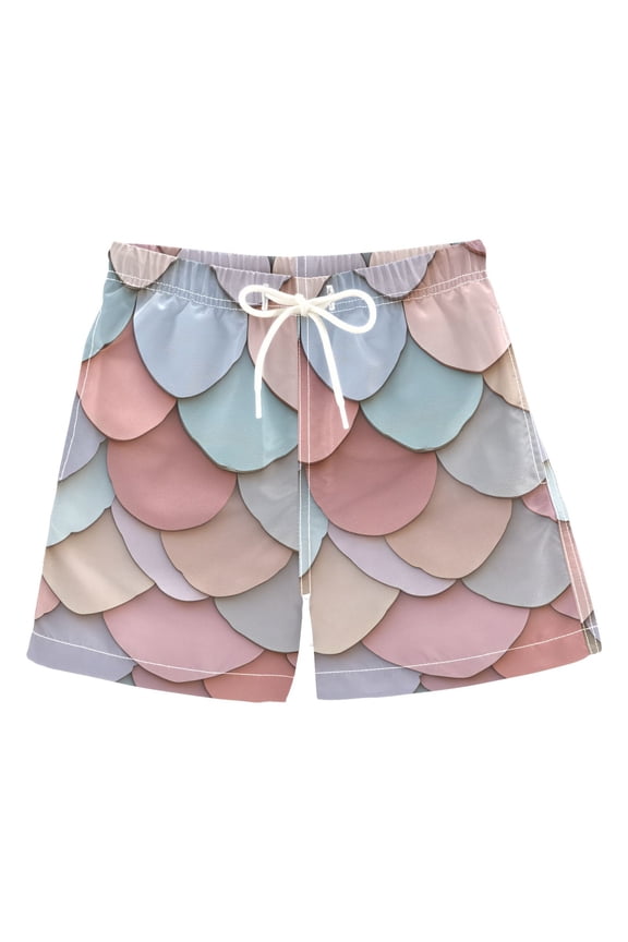 Boys Swim Trunks Quick Dry Mesh Liner Boardshorts Sizes XS-XL, Art Pattern