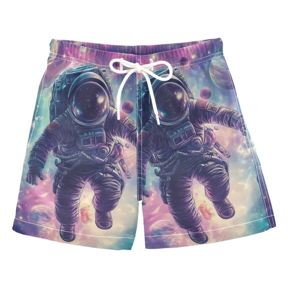 FORMRS Boys Swim Trunks Quick Dry Mesh Liner Boardshorts Sizes XS-XL, Astronaut Pattern