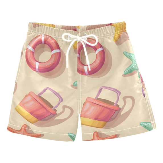 FORMRS Boys Swim Trunks Quick Dry Mesh Liner Boardshorts Sizes XS-XL, Beach Toys Pattern