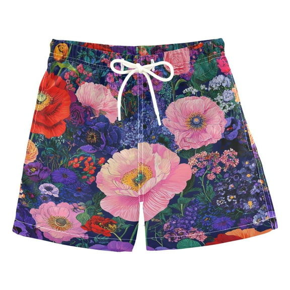 FORMRS Boys Swim Trunks Quick Dry Mesh Liner Boardshorts Sizes XS-XL, Beautiful Floral Pattern