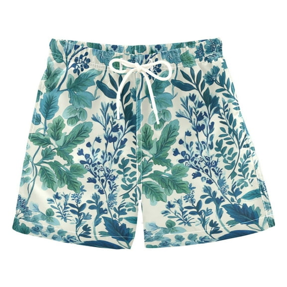 FORMRS Boys Swim Trunks Quick Dry Mesh Liner Boardshorts Sizes XS-XL, Beautiful Leaves Pattern