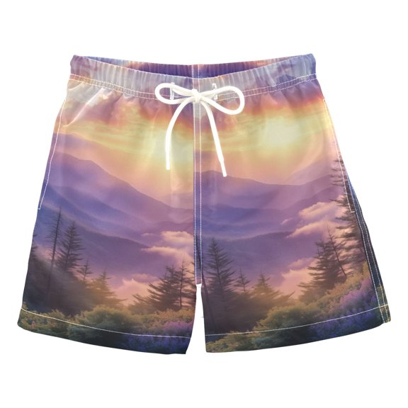 FORMRS Boys Swim Trunks Quick Dry Mesh Liner Boardshorts Sizes XS-XL, Beautiful Mountain