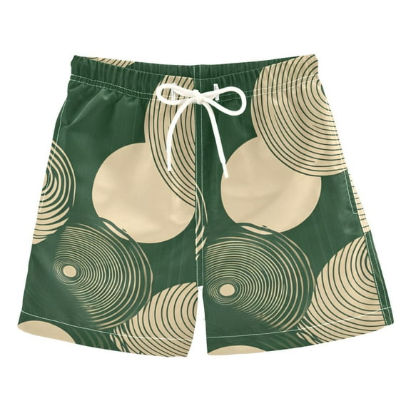 FORMRS Boys Swim Trunks Quick Dry Mesh Liner Boardshorts Sizes XS-XL, Beige Abstract