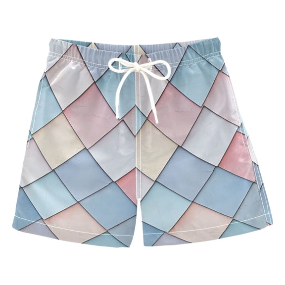 FORMRS Boys Swim Trunks Quick Dry Mesh Liner Boardshorts Sizes XS-XL, Beige Art Pattern
