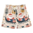 thumbnail image 1 of FORMRS Boys Swim Trunks Quick Dry Mesh Liner Boardshorts Sizes XS-XL, Beige Christmas Santa, 1 of 7