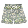 thumbnail image 1 of FORMRS Boys Swim Trunks Quick Dry Mesh Liner Boardshorts Sizes XS-XL, Beige Floral, 1 of 7