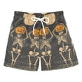 thumbnail image 1 of FORMRS Boys Swim Trunks Quick Dry Mesh Liner Boardshorts Sizes XS-XL, Beige Halloween Skeleton, 1 of 7