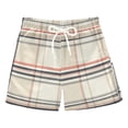 thumbnail image 1 of FORMRS Boys Swim Trunks Quick Dry Mesh Liner Boardshorts Sizes XS-XL, Beige Plaid Pattern, 1 of 7
