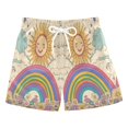 thumbnail image 1 of FORMRS Boys Swim Trunks Quick Dry Mesh Liner Boardshorts Sizes XS-XL, Beige Rainbow, 1 of 7