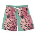 thumbnail image 1 of FORMRS Boys Swim Trunks Quick Dry Mesh Liner Boardshorts Sizes XS-XL, Big Pink Cheetah, 1 of 7