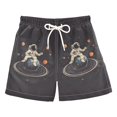 thumbnail image 1 of FORMRS Boys Swim Trunks Quick Dry Mesh Liner Boardshorts Sizes XS-XL, Black Astronaut Space, 1 of 7