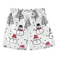 thumbnail image 1 of FORMRS Boys Swim Trunks Quick Dry Mesh Liner Boardshorts Sizes XS-XL, Black Cartoon Snowmen, 1 of 7