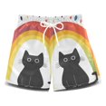 thumbnail image 1 of FORMRS Boys Swim Trunks Quick Dry Mesh Liner Boardshorts Sizes XS-XL, Black Cat Rainbow, 1 of 7