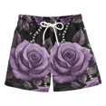 thumbnail image 1 of FORMRS Boys Swim Trunks Quick Dry Mesh Liner Boardshorts Sizes XS-XL, Black Roses, 1 of 7