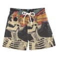 thumbnail image 1 of FORMRS Boys Swim Trunks Quick Dry Mesh Liner Boardshorts Sizes XS-XL, Black Skeleton, 1 of 7