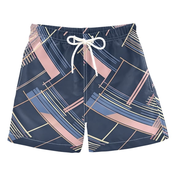 FORMRS Boys Swim Trunks Quick Dry Mesh Liner Boardshorts Sizes XS-XL, Black Stripes