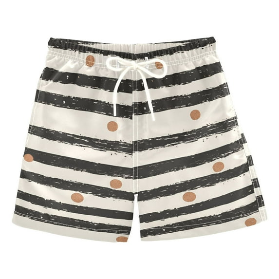 FORMRS Boys Swim Trunks Quick Dry Mesh Liner Boardshorts Sizes XS-XL, Black Stripes