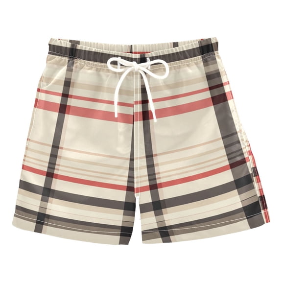 FORMRS Boys Swim Trunks Quick Dry Mesh Liner Boardshorts Sizes XS-XL, Black Tartan