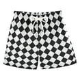 thumbnail image 1 of FORMRS Boys Swim Trunks Quick Dry Mesh Liner Boardshorts Sizes XS-XL, Black and White Geometric, 1 of 7