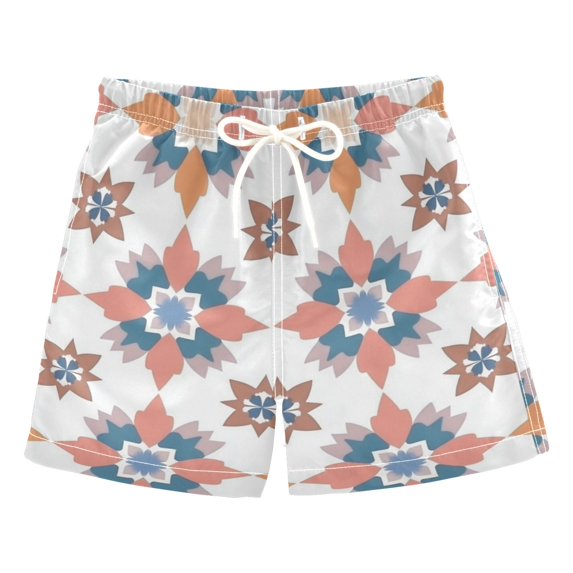 FORMRS Boys Swim Trunks Quick Dry Mesh Liner Boardshorts Sizes XS-XL, Blue Abstract Pattern