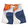 thumbnail image 1 of FORMRS Boys Swim Trunks Quick Dry Mesh Liner Boardshorts Sizes XS-XL, Blue Abstract Wavy, 1 of 7