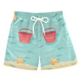 thumbnail image 1 of FORMRS Boys Swim Trunks Quick Dry Mesh Liner Boardshorts Sizes XS-XL, Blue Beach Pattern, 1 of 7