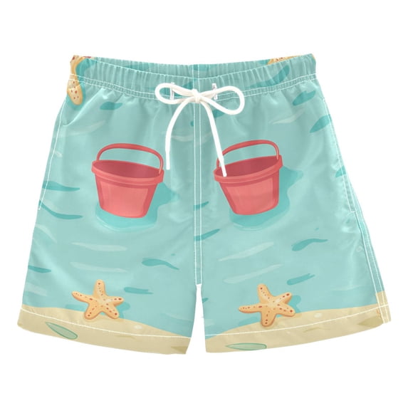FORMRS Boys Swim Trunks Quick Dry Mesh Liner Boardshorts Sizes XS-XL, Blue Beach Pattern
