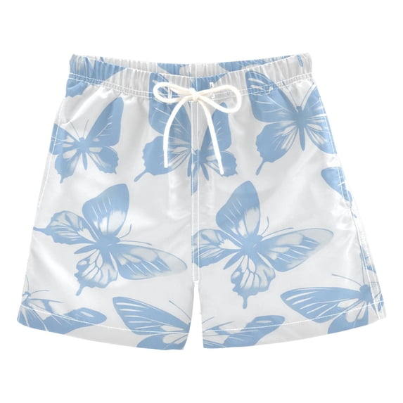 FORMRS Boys Swim Trunks Quick Dry Mesh Liner Boardshorts Sizes XS-XL, Blue Butterfly