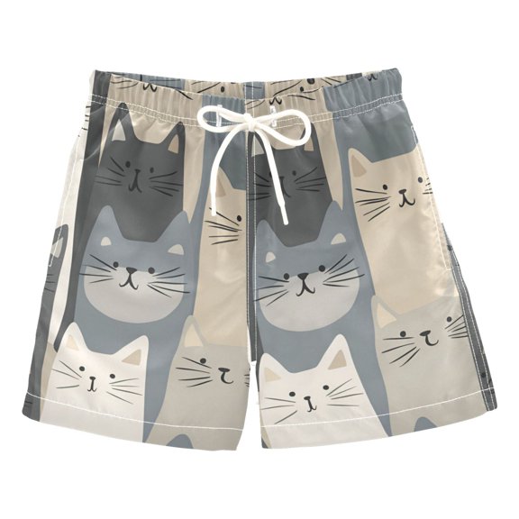 FORMRS Boys Swim Trunks Quick Dry Mesh Liner Boardshorts Sizes XS-XL, Blue Cute Cats