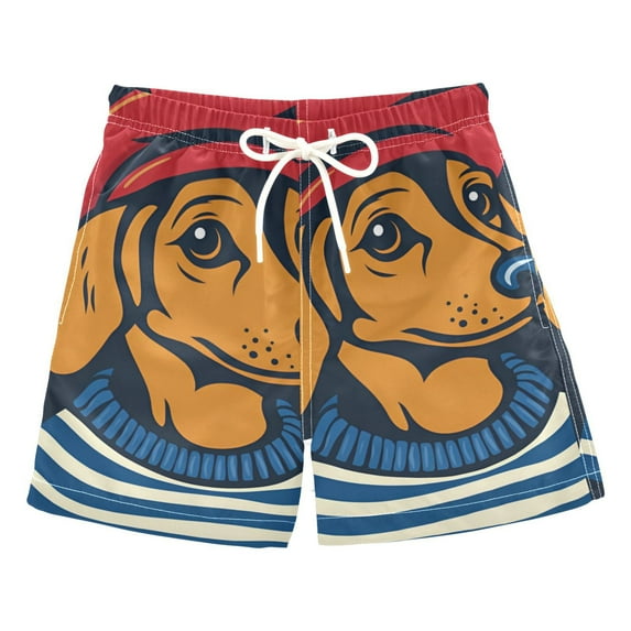 FORMRS Boys Swim Trunks Quick Dry Mesh Liner Boardshorts Sizes XS-XL, Blue Dog Artist