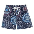 thumbnail image 1 of FORMRS Boys Swim Trunks Quick Dry Mesh Liner Boardshorts Sizes XS-XL, Blue Fireworks Pattern, 1 of 7