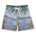 thumbnail image 1 of FORMRS Boys Swim Trunks Quick Dry Mesh Liner Boardshorts Sizes XS-XL, Blue Floral Window, 1 of 7