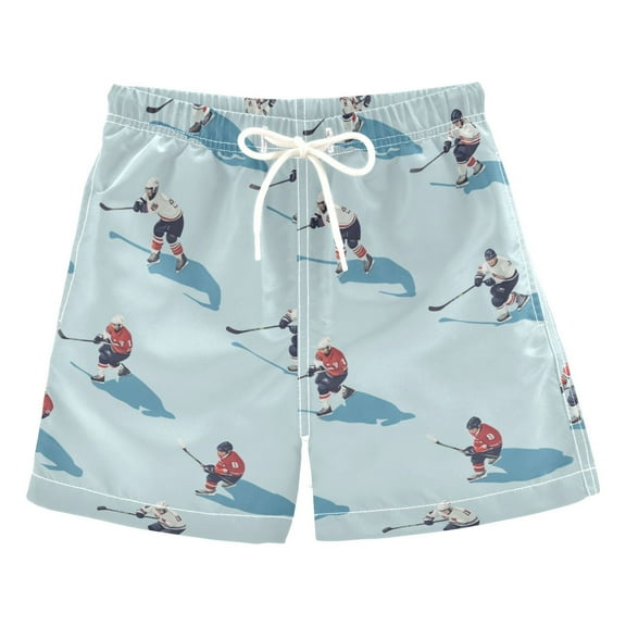 FORMRS Boys Swim Trunks Quick Dry Mesh Liner Boardshorts Sizes XS-XL, Blue Ice Hockey