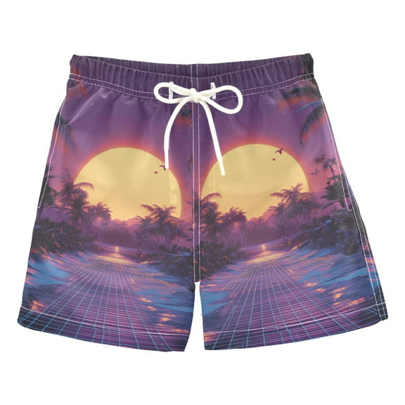 FORMRS Boys Swim Trunks Quick Dry Mesh Liner Boardshorts Sizes XS-XL, Blue Neon Road