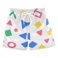 thumbnail image 1 of FORMRS Boys Swim Trunks Quick Dry Mesh Liner Boardshorts Sizes XS-XL, Blue Retro Triangles, 1 of 7