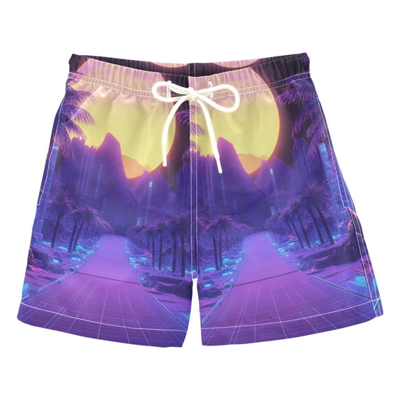 FORMRS Boys Swim Trunks Quick Dry Mesh Liner Boardshorts Sizes XS-XL, Blue Road