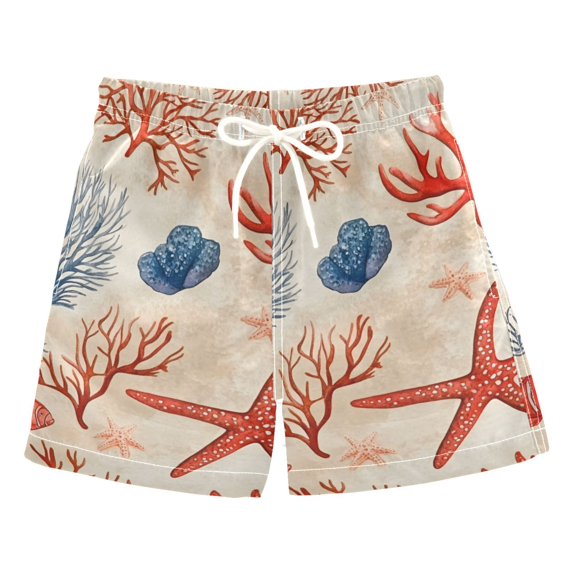 FORMRS Boys Swim Trunks Quick Dry Mesh Liner Boardshorts Sizes XS-XL, Blue Starfish