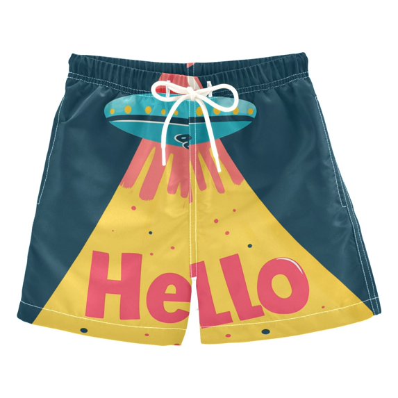 FORMRS Boys Swim Trunks Quick Dry Mesh Liner Boardshorts Sizes XS-XL, Blue UFO