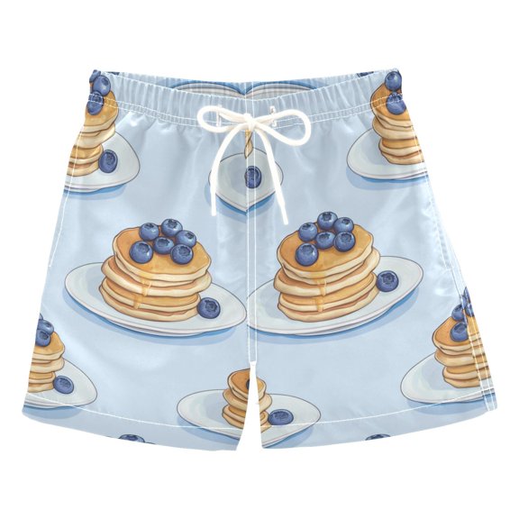 FORMRS Boys Swim Trunks Quick Dry Mesh Liner Boardshorts Sizes XS-XL, Blueberry Pancake Pattern