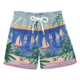 thumbnail image 1 of FORMRS Boys Swim Trunks Quick Dry Mesh Liner Boardshorts Sizes XS-XL, Boat Seaside, 1 of 7