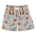 thumbnail image 1 of FORMRS Boys Swim Trunks Quick Dry Mesh Liner Boardshorts Sizes XS-XL, Brown Cartoon Bears, 1 of 7