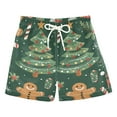 thumbnail image 1 of FORMRS Boys Swim Trunks Quick Dry Mesh Liner Boardshorts Sizes XS-XL, Brown Christmas Gingerbread, 1 of 7