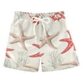 thumbnail image 1 of FORMRS Boys Swim Trunks Quick Dry Mesh Liner Boardshorts Sizes XS-XL, Brown Starfish, 1 of 7