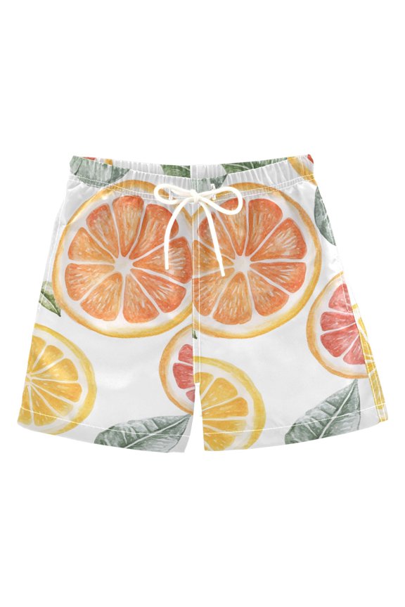 Boys Swim Trunks Quick Dry Mesh Liner Boardshorts Sizes XS-XL, Candy Grapefruit Slices