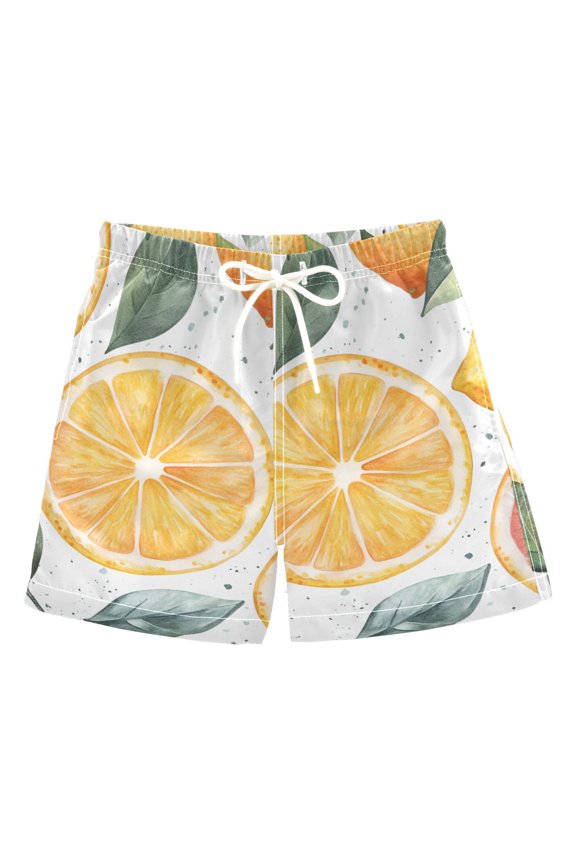 Boys Swim Trunks Quick Dry Mesh Liner Boardshorts Sizes XS-XL, Candy Lemon Slices