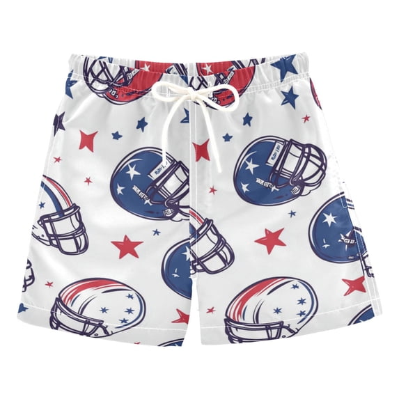 FORMRS Boys Swim Trunks Quick Dry Mesh Liner Boardshorts Sizes XS-XL, Cartoon American Football Helmets